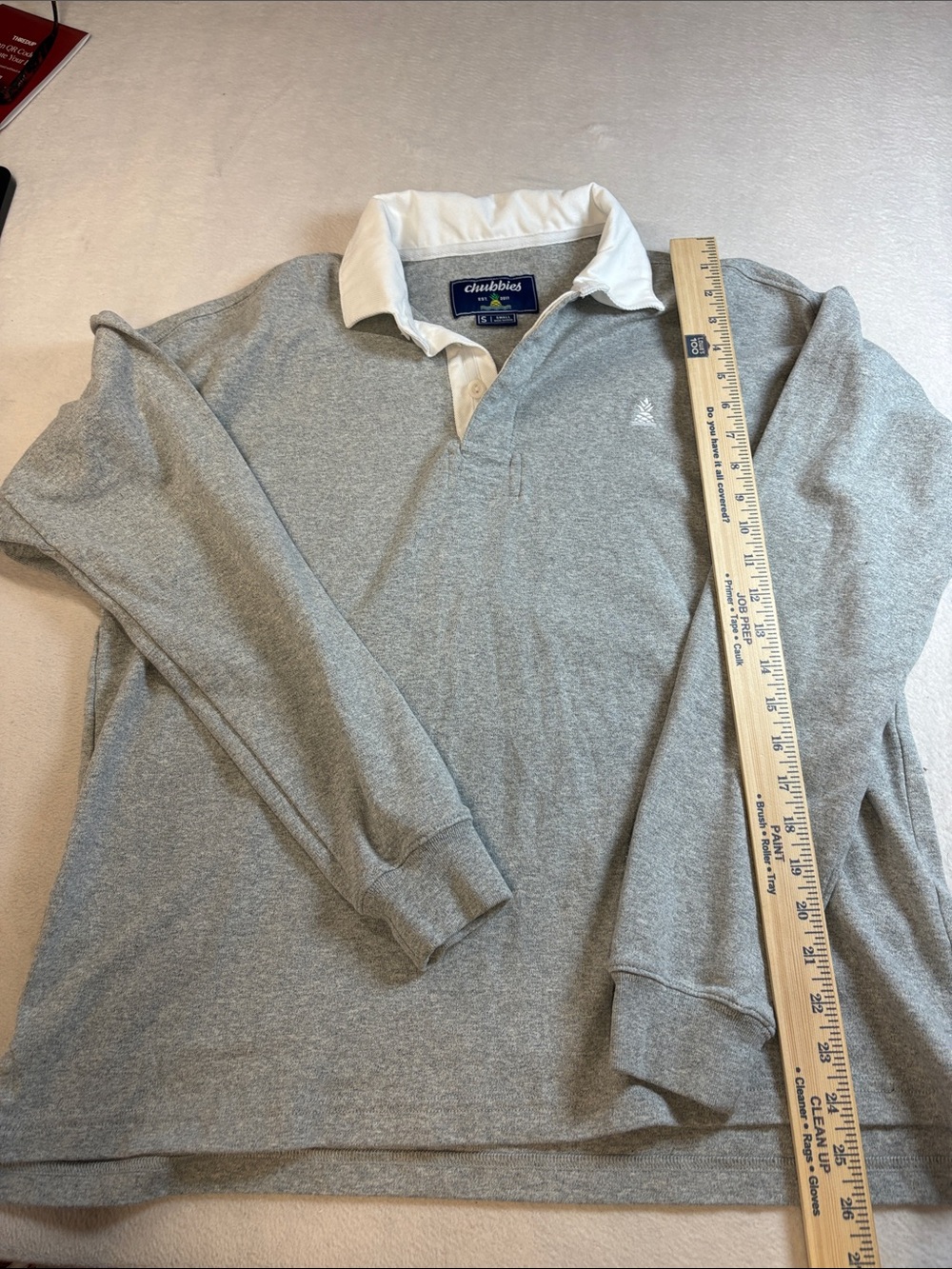 chubbies Gray Rugby Polo with White Contrast Collar